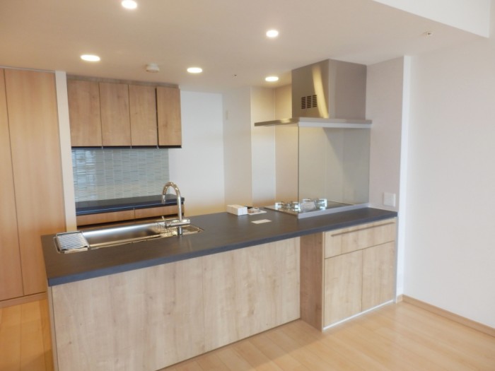 開放的で美しいオープンキッチンに